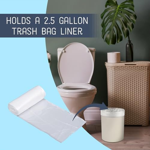 Round Bathroom Trash Can and Tissue Holder Set of 2 White