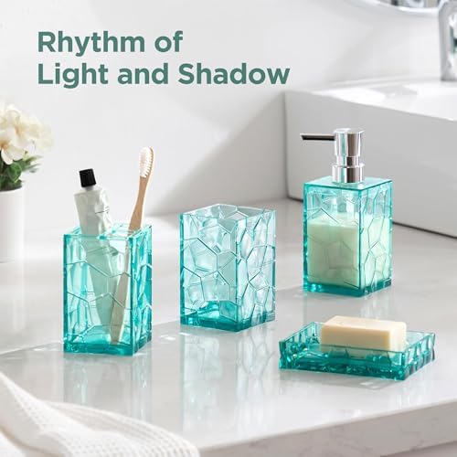 HBlife Teal Blue Acrylic Bathroom Accessory Set