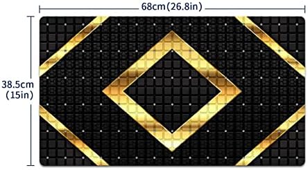 Extra Long Black Gold Geometry Bathtub Mat