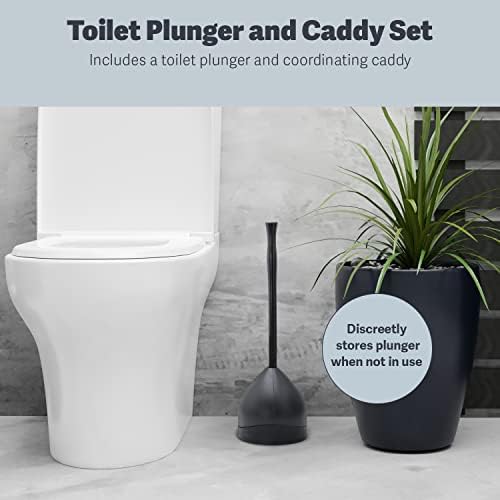 Casabella Toilet Plunger and Hideaway Caddy Combo Black 2-Piece