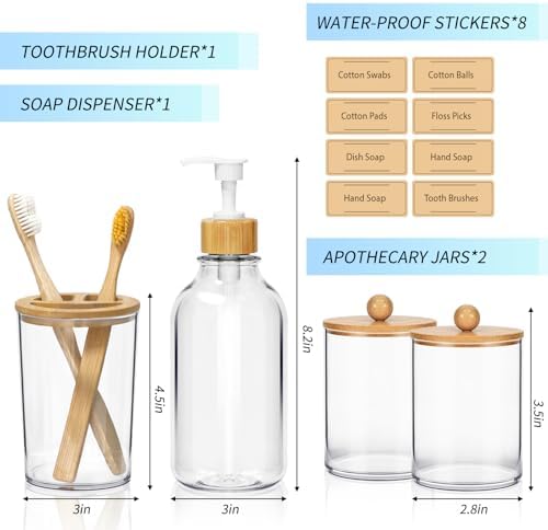 SGHUO 4pcs Boho Bamboo Bathroom Decor Set 1