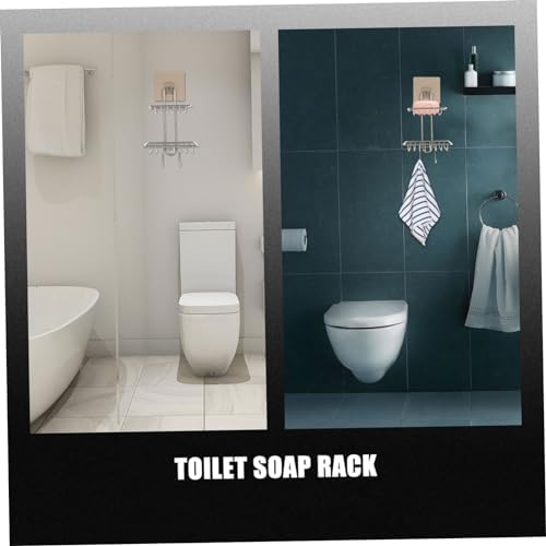 Alipis Double-Deck Soap Rack with Hooks and Sponge Holder