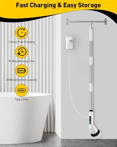 Electric Spin Scrubber Bathroom Cleaner Cordless 2 Speed