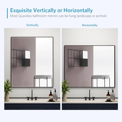 Quavikey Metal Framed Bathroom Mirror Black 30x36 Inch
