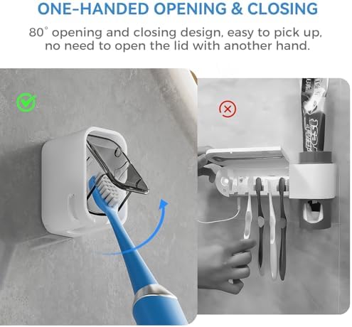 MOPMS Wall Mounted Toothbrush Holder 2PCS with Cover