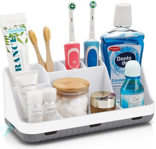 GFWARE White Toothbrush Holder with 7 Slots and Drainage