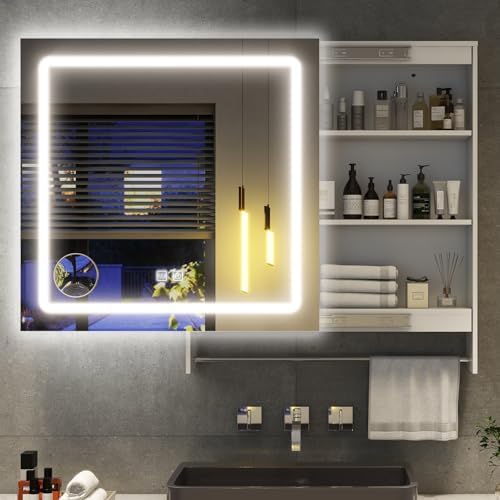 Vabches LED Bathroom Mirror 32x36 Anti-Fog Wall Mount
