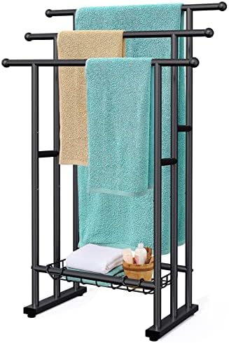 Kayfia 40 H Free Standing Towel Rack 3 Tier with Basket