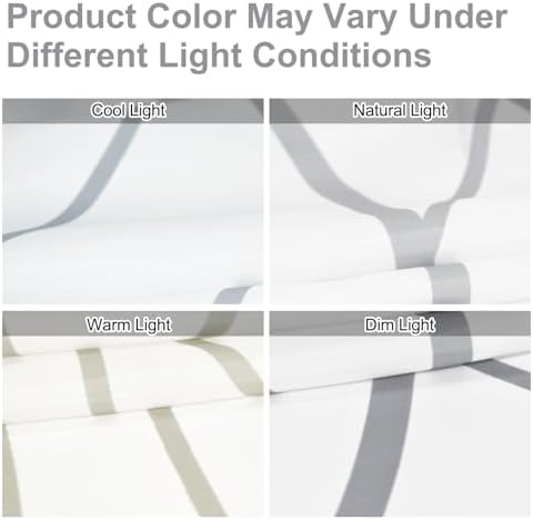 Punkray Grey White Striped Polyester Shower Curtain with Hooks