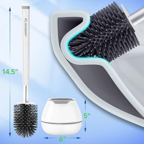 BOOMJOY Toilet Brush and Holder Set - White
