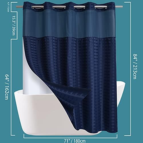 Conbo Mio Check Shower Curtain Liner Navy Blue 71x84
