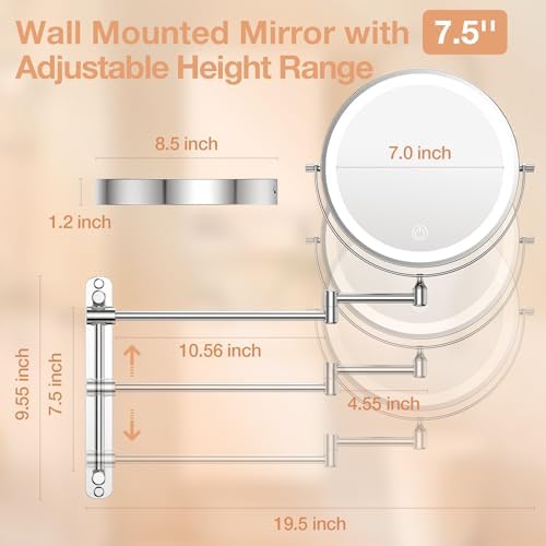 Anfauny 85 Height Adjustable Wall Mirror with 1X10X Magnification