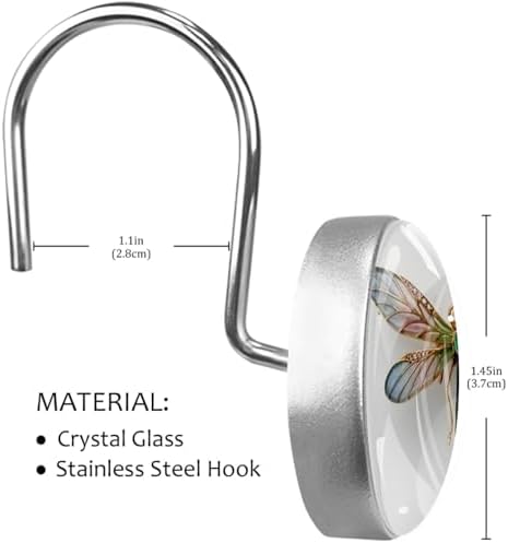 Dragonfly Gemstone Shower Curtain Hooks Set of 12