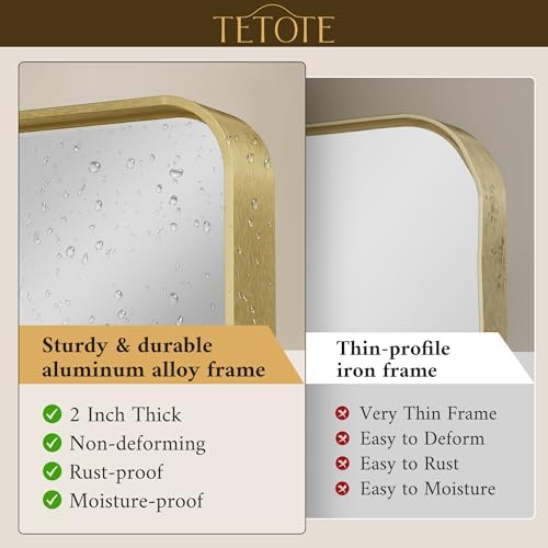 TETOTE 48 x 36 Inch Gold Bathroom Mirror 1