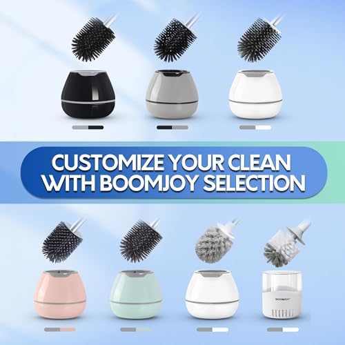 BOOMJOY Toilet Brush and Holder Set - White
