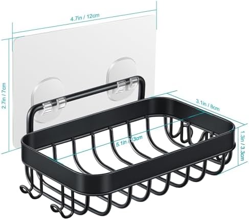 Hamitor Wall Mounted Soap Dish Holder - Black Durable Water Resistant
