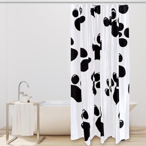 VAPOKF Black Dog Paw Print Shower Curtain 72x72 Inches