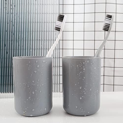 Wongwongcat 2Pcs Bathroom Tumblers Dishwasher Safe Food-Grade PP 10floz Grey Grey