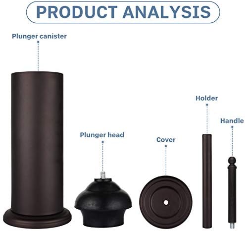 DOWRY Anti-Hand Off Bronze Toilet Plunger with Holder