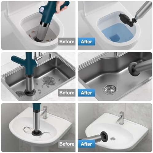 WEIDUOMALY Heavy Duty Toilet Plunger with Pressure Gauge