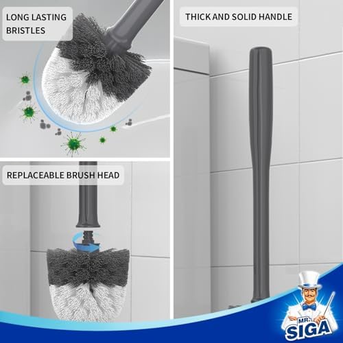 MRSIGA Toilet Brush with Holder Gray 1 Pack