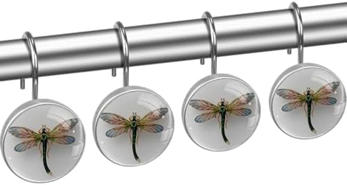 Dragonfly Gemstone Shower Curtain Hooks Set of 12