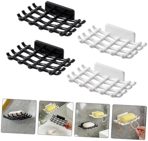 ABOOFAN 4pcs Self-Draining Soap Dish for Bathroom Wall