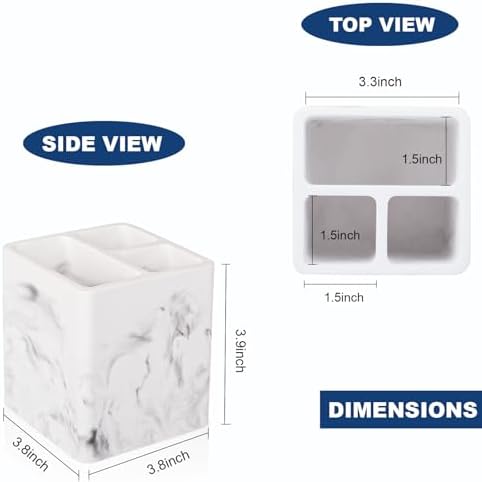 Heagoale Diatomite Toothbrush Holder 3 Slots Marble White 1