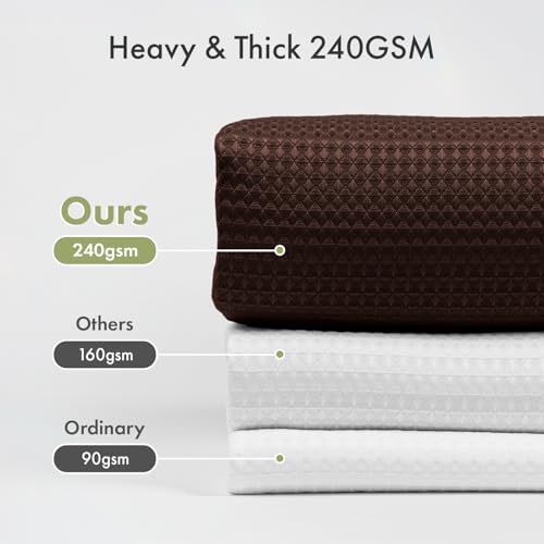 AmazerBath Brown Waffle Shower Curtain 72x72 Inches Heavy Duty 240GSM