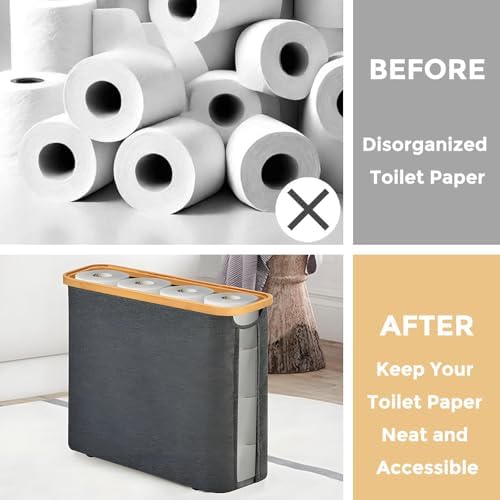 Toilet Paper Holder with Lid for 9 Rolls Gray