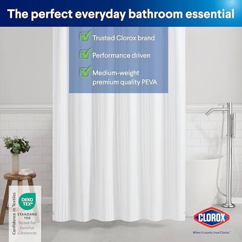 Clorox Premium Striped Shower Curtain Liner