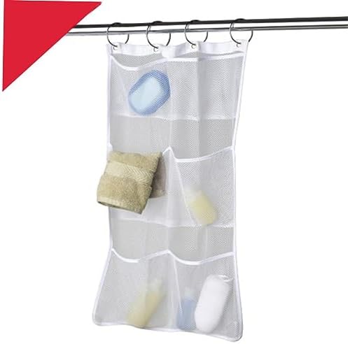 OKUMEYR Hanging Mesh Shower Organizer Bag - Space-saving White Storage Solution