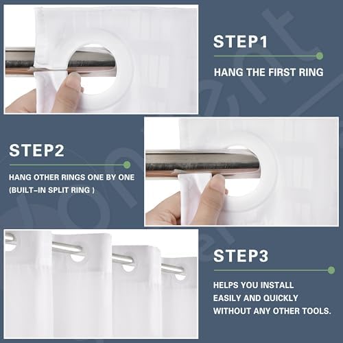 KONZENT Hotel Fabric Shower Curtain with Removable Liner