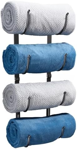 Josmimic 4-Tier Black Metal Towel Rack