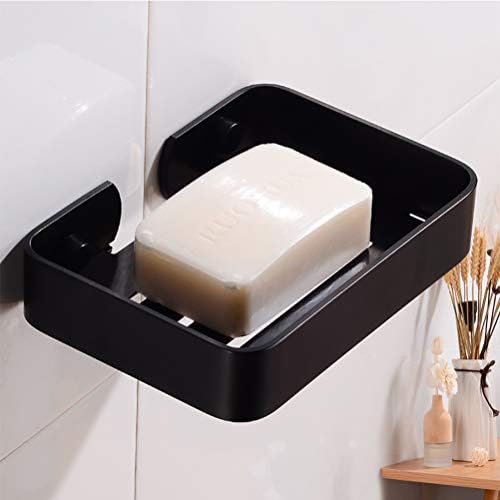 Wall Hanging Soap Dish with Ventilation and Sticker Mount Black