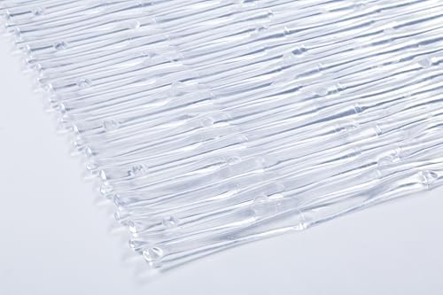 TIKE SMART Bamboo Non-Slip Bath Mat - Clear Vinyl