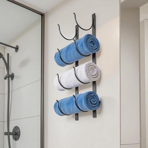 Josmimic 4-Tier Black Metal Towel Rack