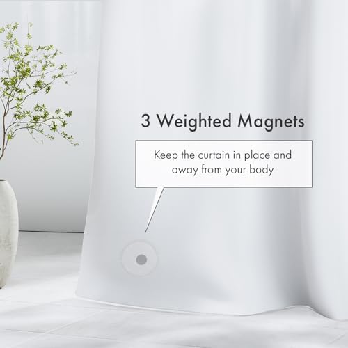 Amazer White Waterproof Shower Curtain Liner with Magnets