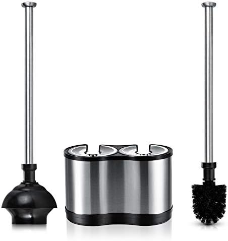 Modern Deluxe Freestanding Toilet Brush and Plunger Combo