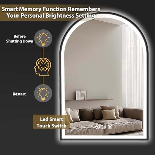 Habison 24x36 Inch LED Vanity Mirror with Bluetooth Speaker and Anti-Fog