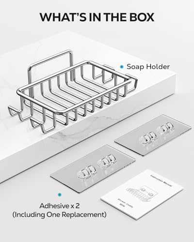 Nieifi Stainless Steel Bar Soap Holder with 4 Hooks