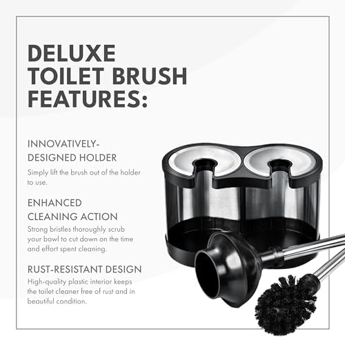 Modern Deluxe Freestanding Toilet Brush and Plunger Combo