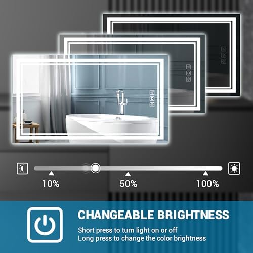 Silumin 32x24 LED Wall Mirror with Defog and Dimmable Light