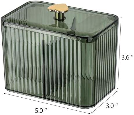 Tbestmax Qtip Holder Dispenser 3-Section Clear Container Green