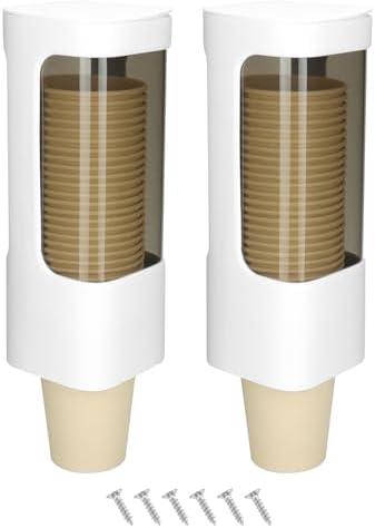 QWORK Wall Mount Paper Cup Dispenser 2 Pack 3-5oz
