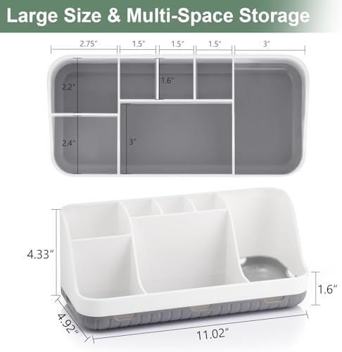 GFWARE White Toothbrush Holder with 7 Slots and Drainage