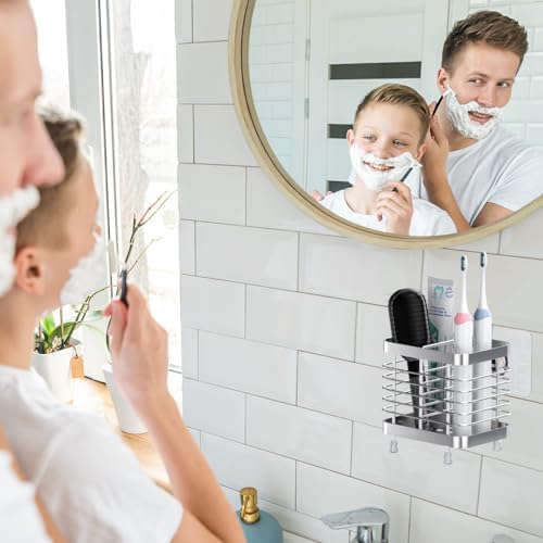 Luxspire Wall Mounted Toothbrush Holder 2 Slots Stainless Steel Silver 1