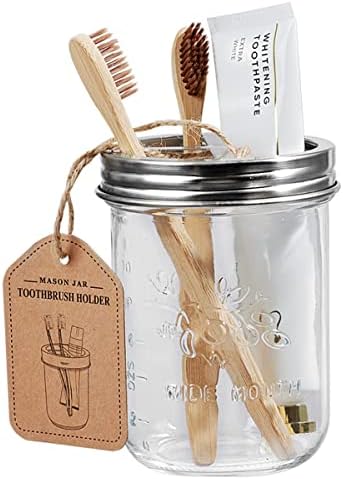 Amolliar 4-Pack Mason Jar Bathroom Accessories Set - Brushed Nickel