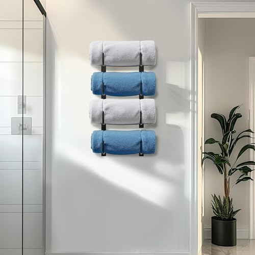 Josmimic 4-Tier Black Metal Towel Rack