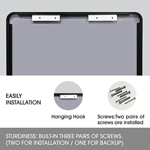 Modern Black Frame Bathroom Mirror 28x36 Inch Rectangle